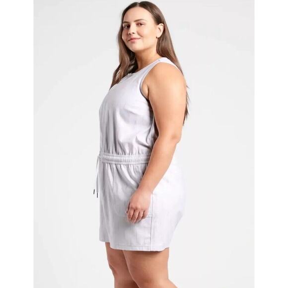 Athleta Farallon Printed Romper White Gray Sz. 3X NWT $98‎ Travel Organic Cotton - Picture 1 of 5